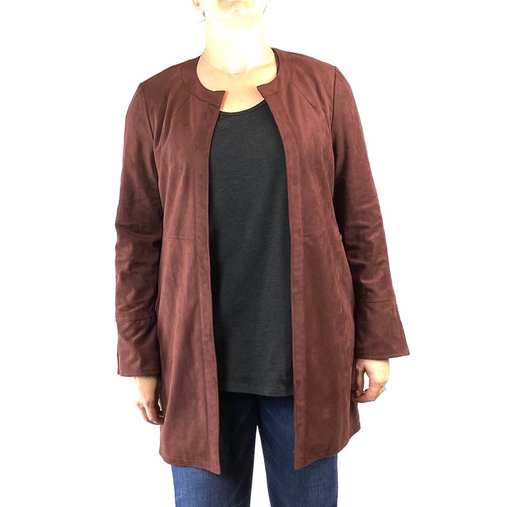 The Limited Faux Suede Burgundy Jacket 10